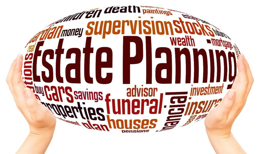 a word cloud of estate planning related words